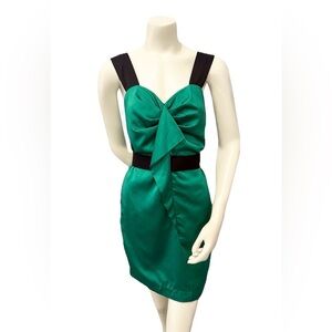 BCBGeneration Emerald Green Satin Bow Cocktail Dress S